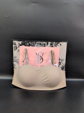Victoria Secret Invisible Comfort Wireless Push Up Strapless Bra 36C Praline